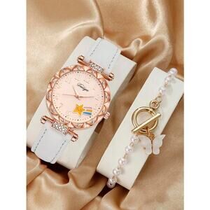 Girls Shooting Star Watch & Butterfly Bracelet Set